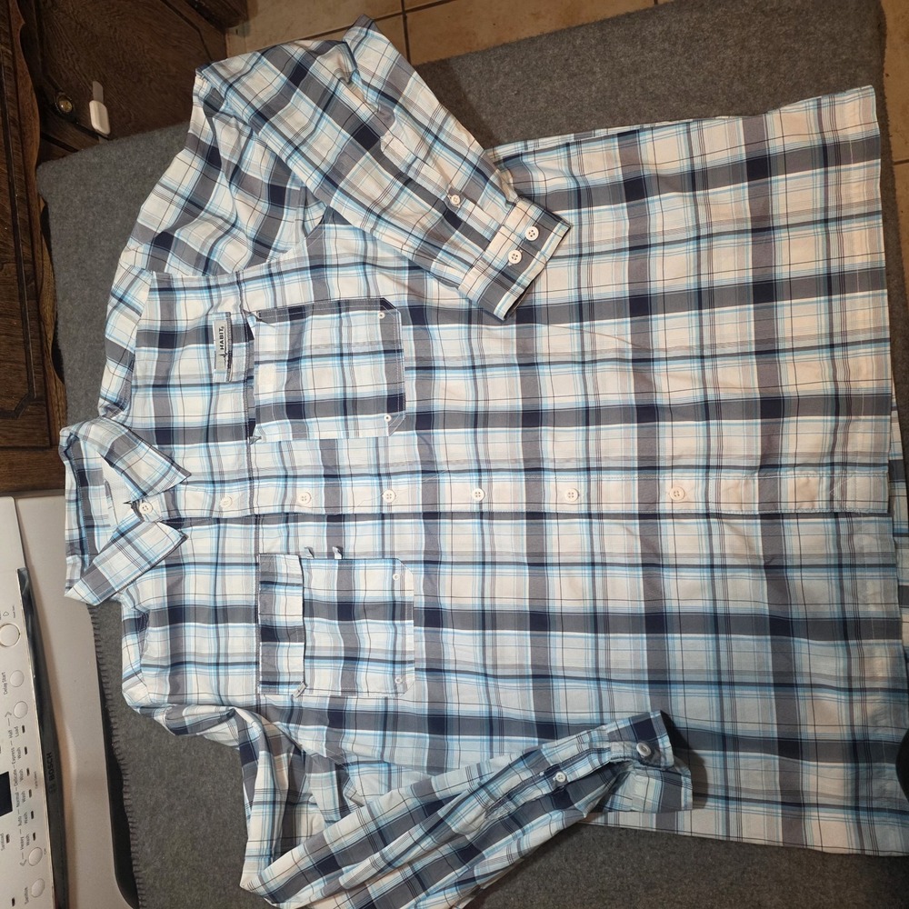 Habit Outdoors Men's Long Sleeve Plaid Fishing Shirt Xl Upf 40 B2